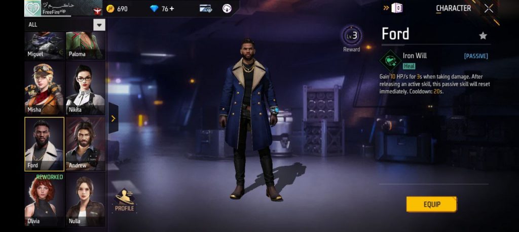 کاراکتر فورد در فری فایر